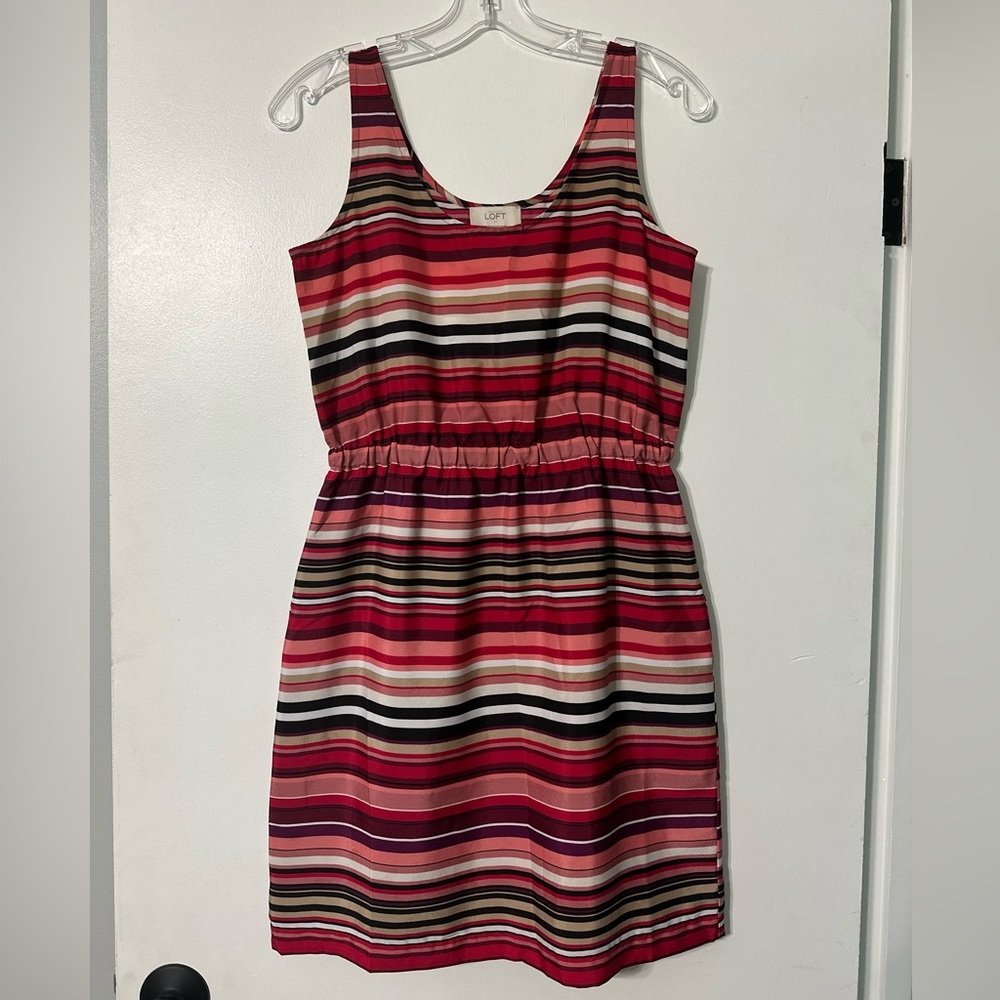 LOFT Red and Pink Sleeveless Sundress